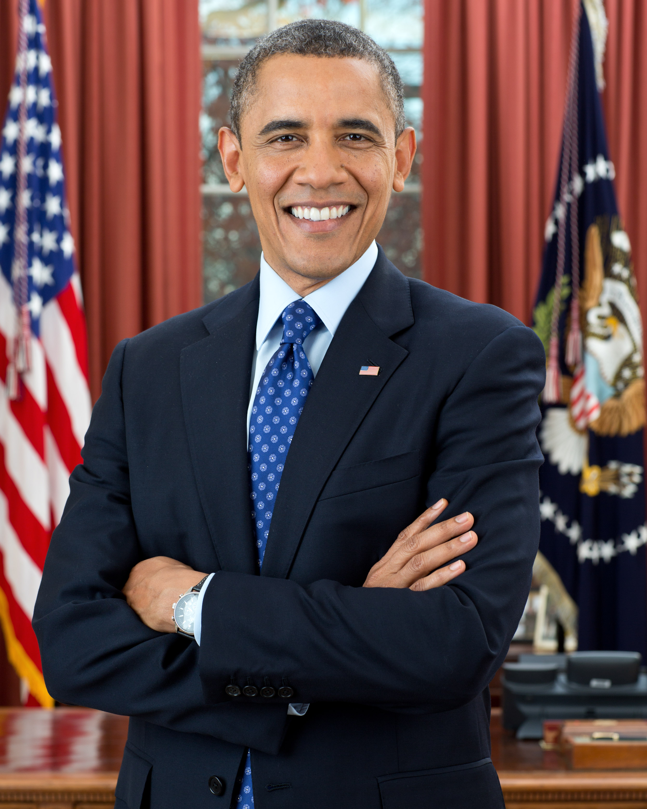 President Barack Obama is photographed during a presidential portrait sitting for an official photo in the Oval Office, Dec. 6, 2012. (Official White House Photo by Pete Souza)